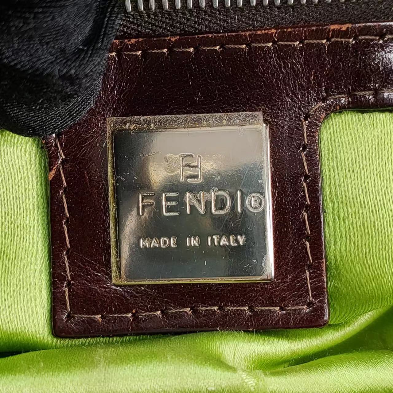 FENDI Baguette Zucca Print with Flower Embroidery