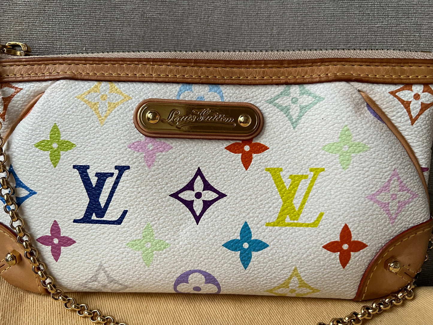 Louis Vuitton Milla Pochette White Multicolore Takashi Clutch