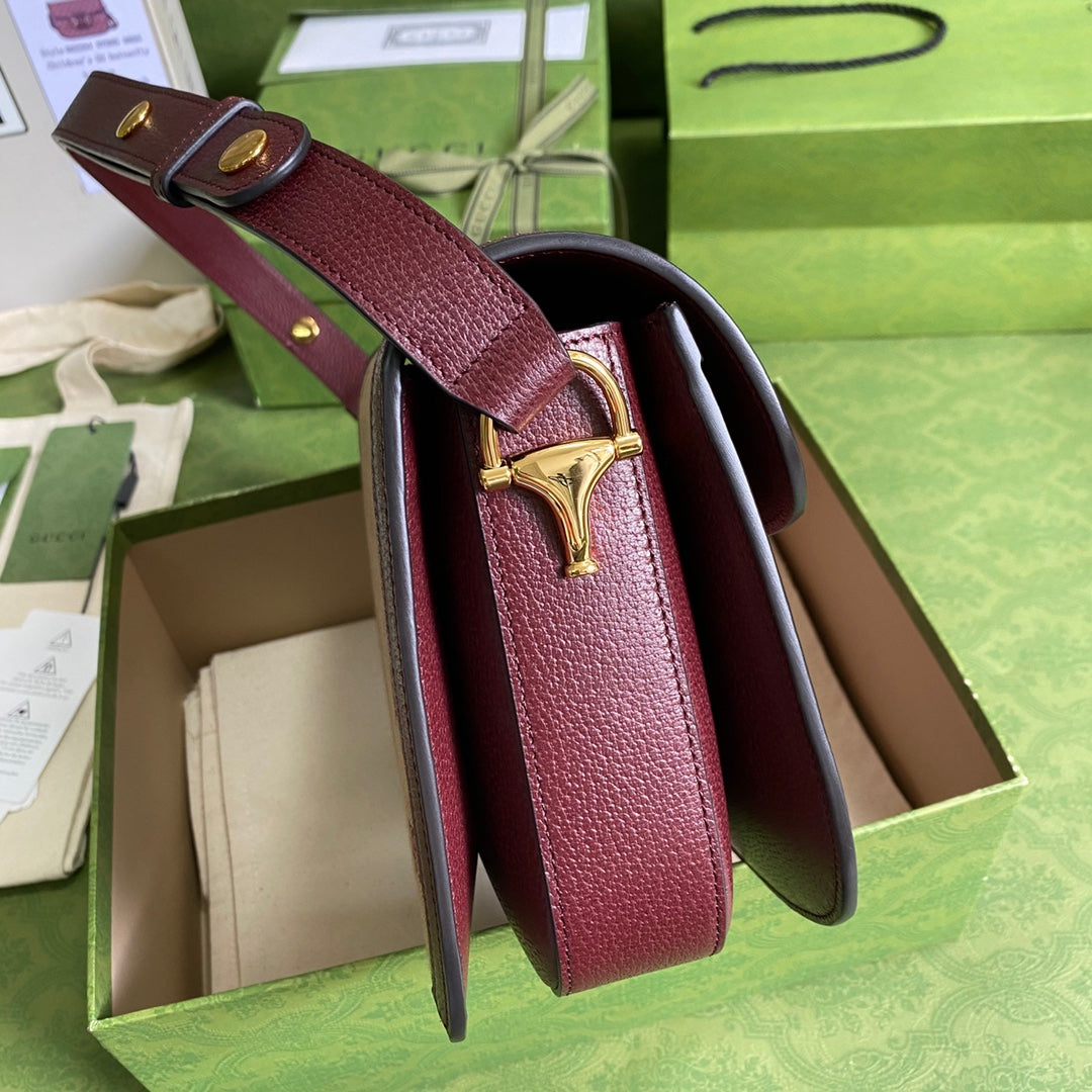 Gucci Horsebit Leather Canvas Shoulder Bag Style 6
