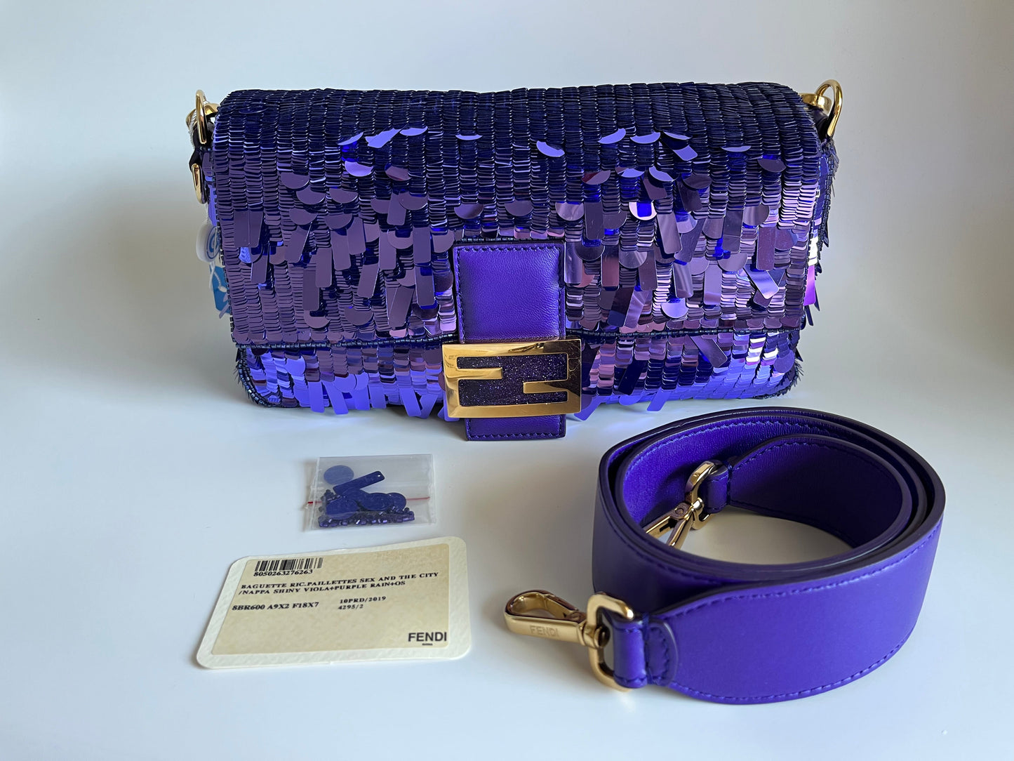 Fendi Baguette Purple Glitter Sequins Sex and City