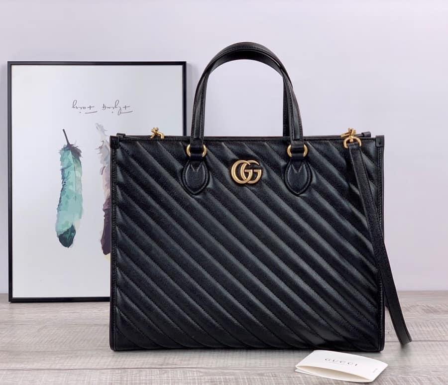 Gucci Monogram Leather Top Handle Tote