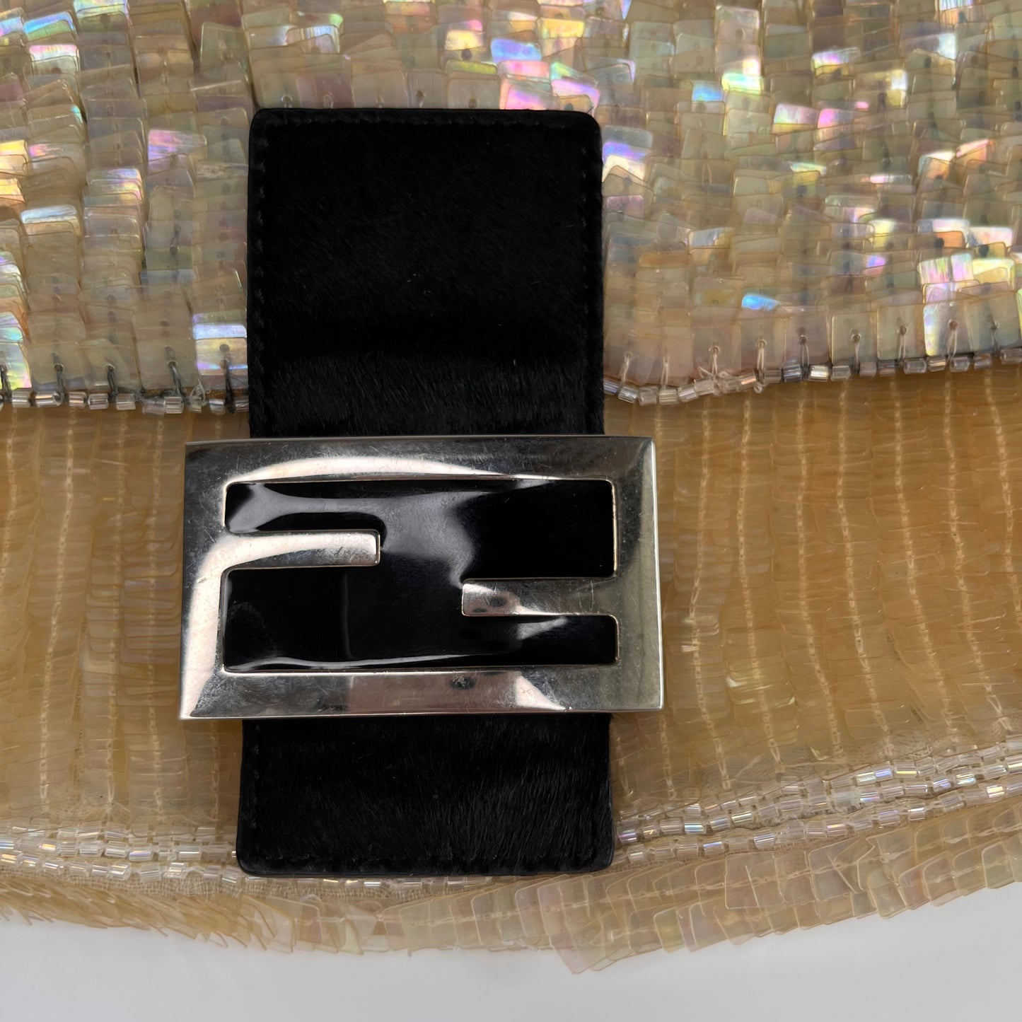 Fendi Baguette in Cream Gold sequins