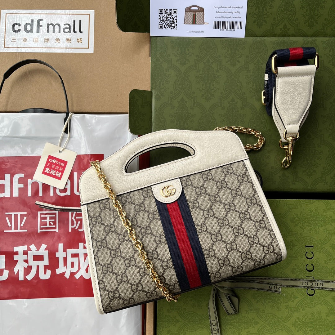 Gucci Blue Canvas Chain Tote