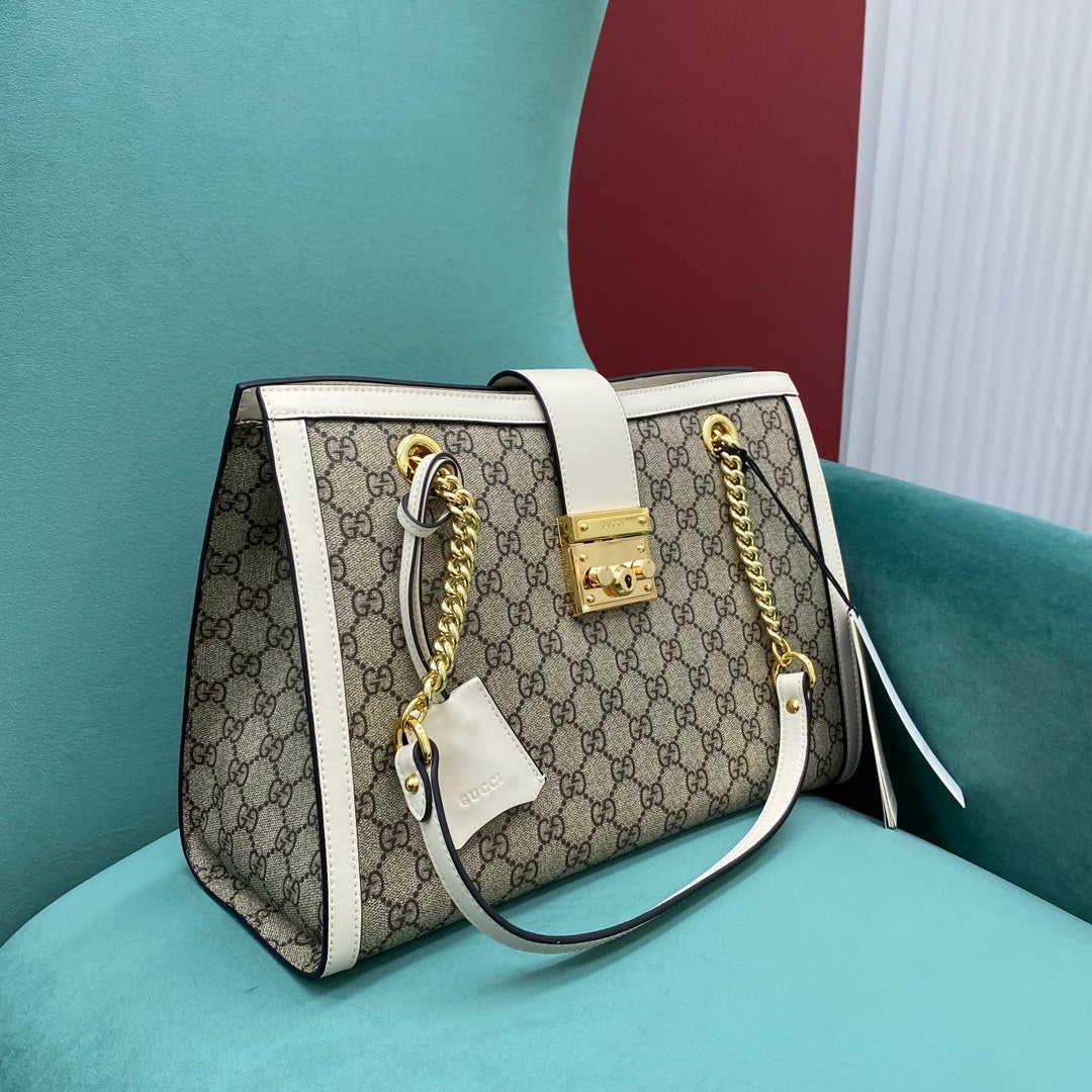 Gucci Monogram Chain Leather Tote
