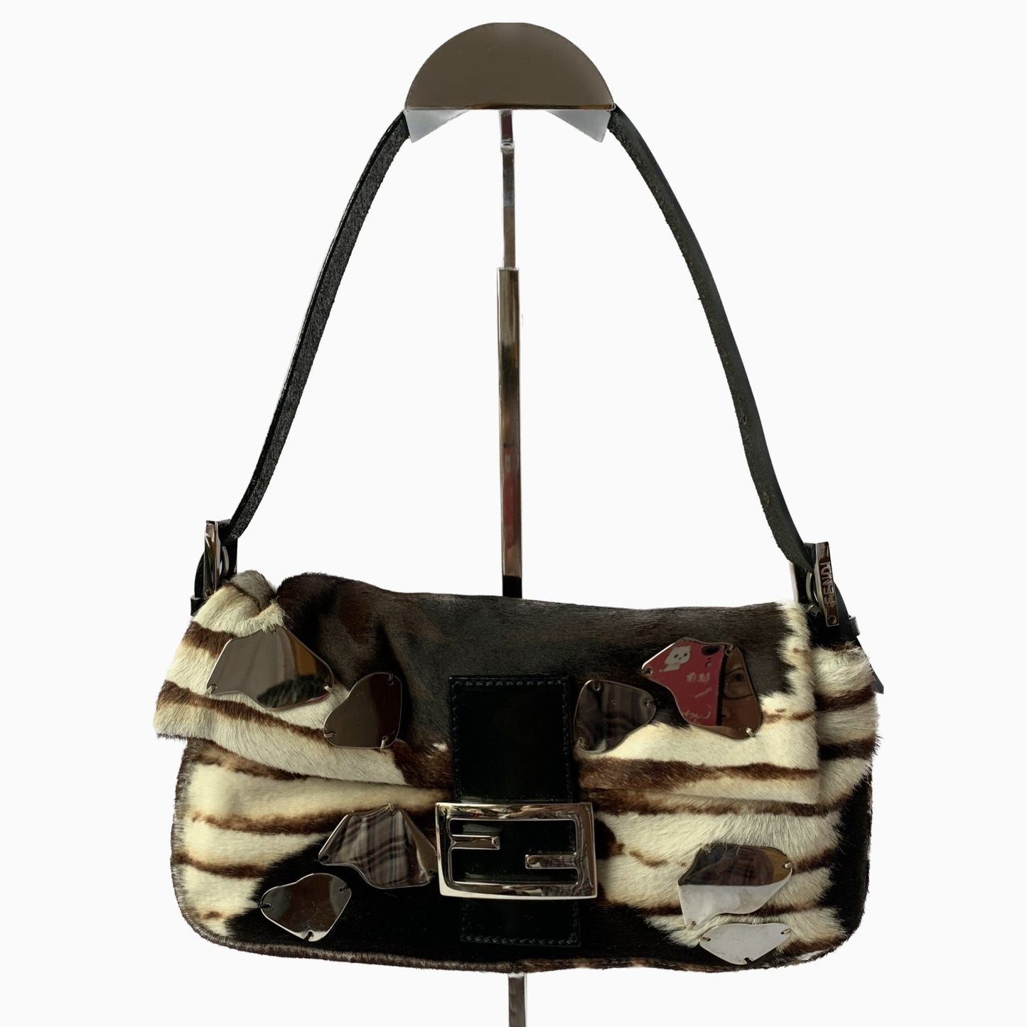 Fendi Baguette Shoulderbag Ponyhair calfskin with metal plates