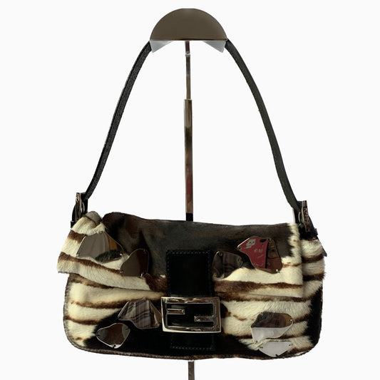 Fendi Baguette Shoulderbag Ponyhair calfskin with metal plates