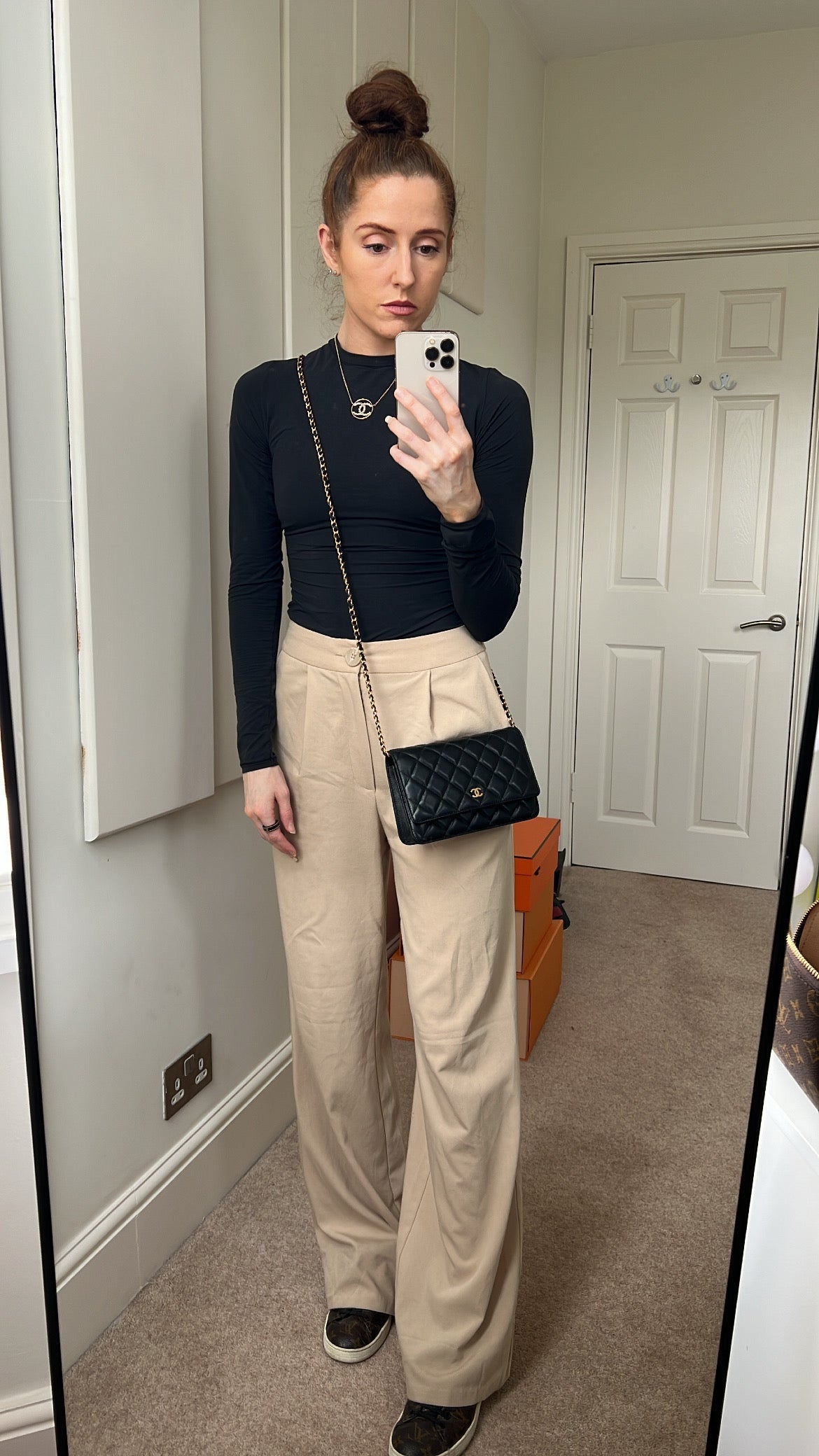 Chanel Black Lambskin Wallet on Chain with gold hardware Crossbody