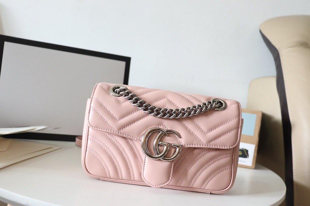 Gucci GG Marmont Leather Chain Shoulder Bag Style 33