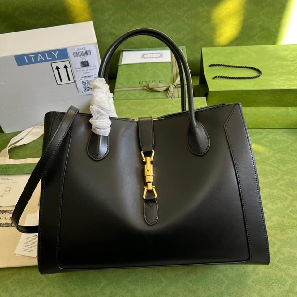 Gucci Jackie Leather Canvas Tote Style 4