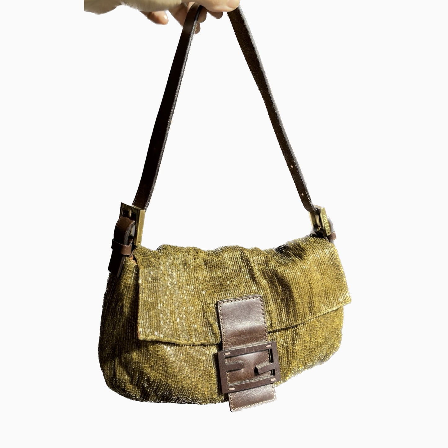 Fendi Baguette Golden Brown beads Glitter