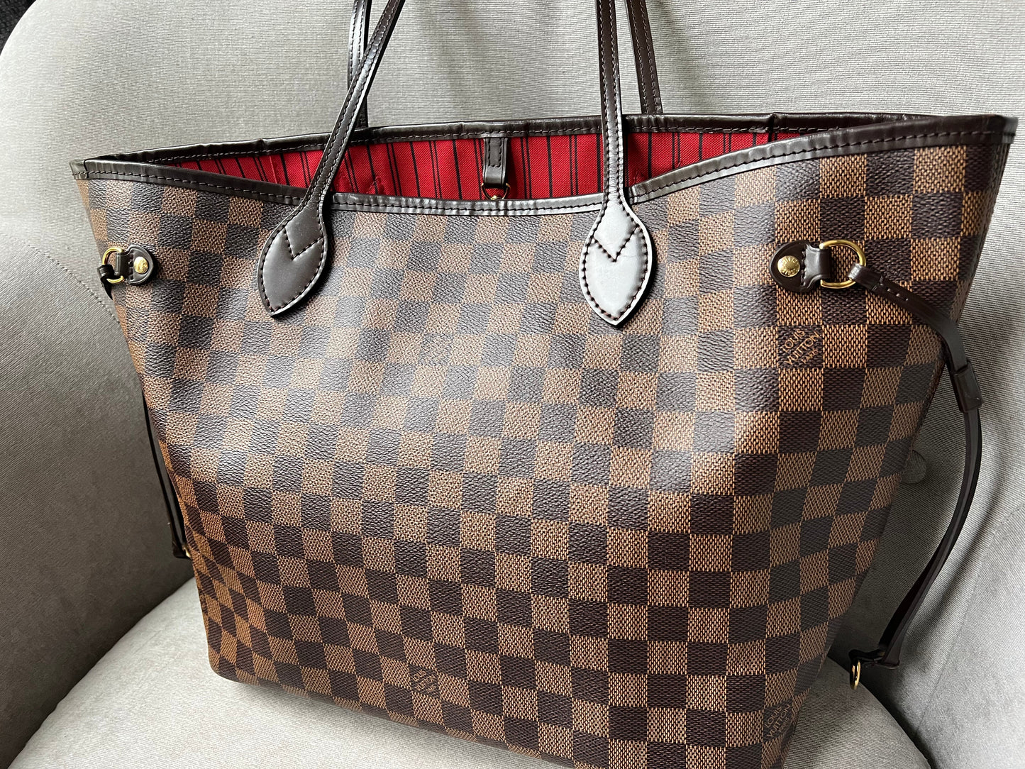 Louis Vuitton Neverfull MM Damier Ebene Cherry Interior (RRP £1,410) Tote