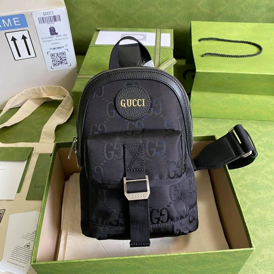 Gucci Monogram Nylon Leather Top Handle Crossbody
