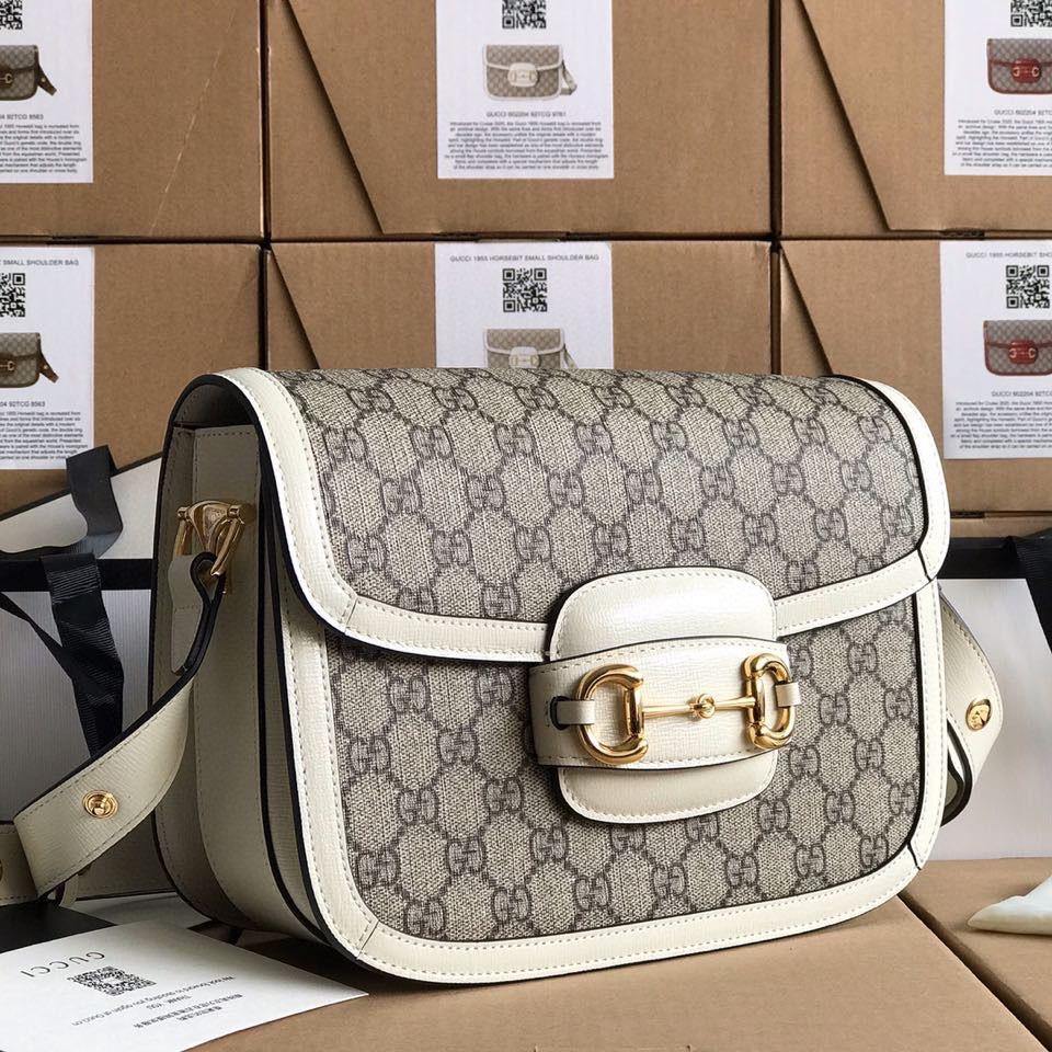 Gucci Horsebit Leather Nylon Shoulder Bag Style 4