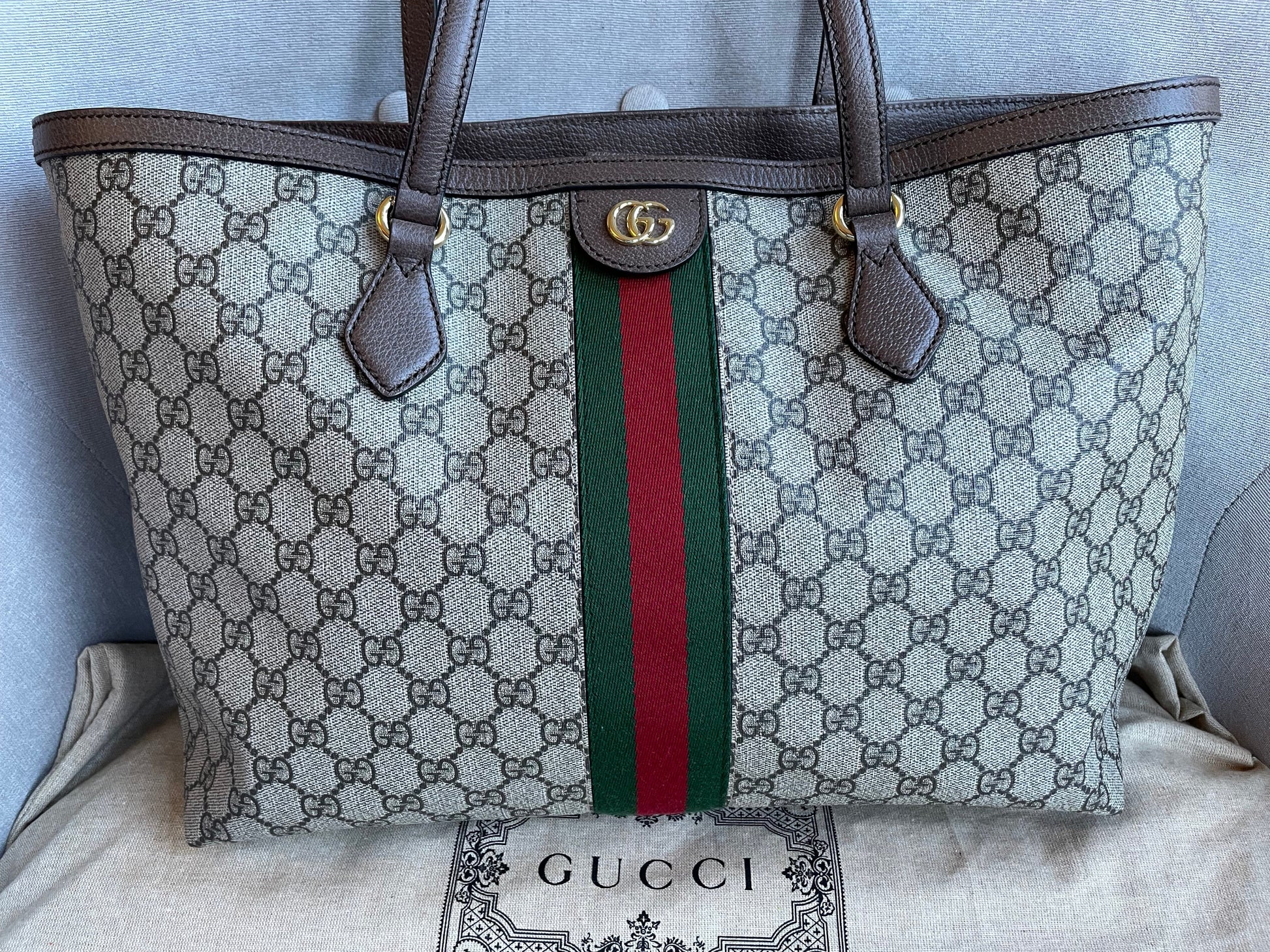 Gucci Ophidia Leather Canvas Tote Style 4