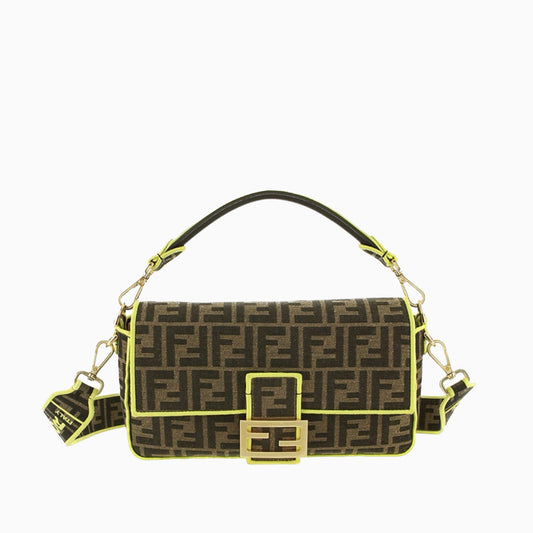 FENDI Baguette Zucca Print canvas with Neon trimming