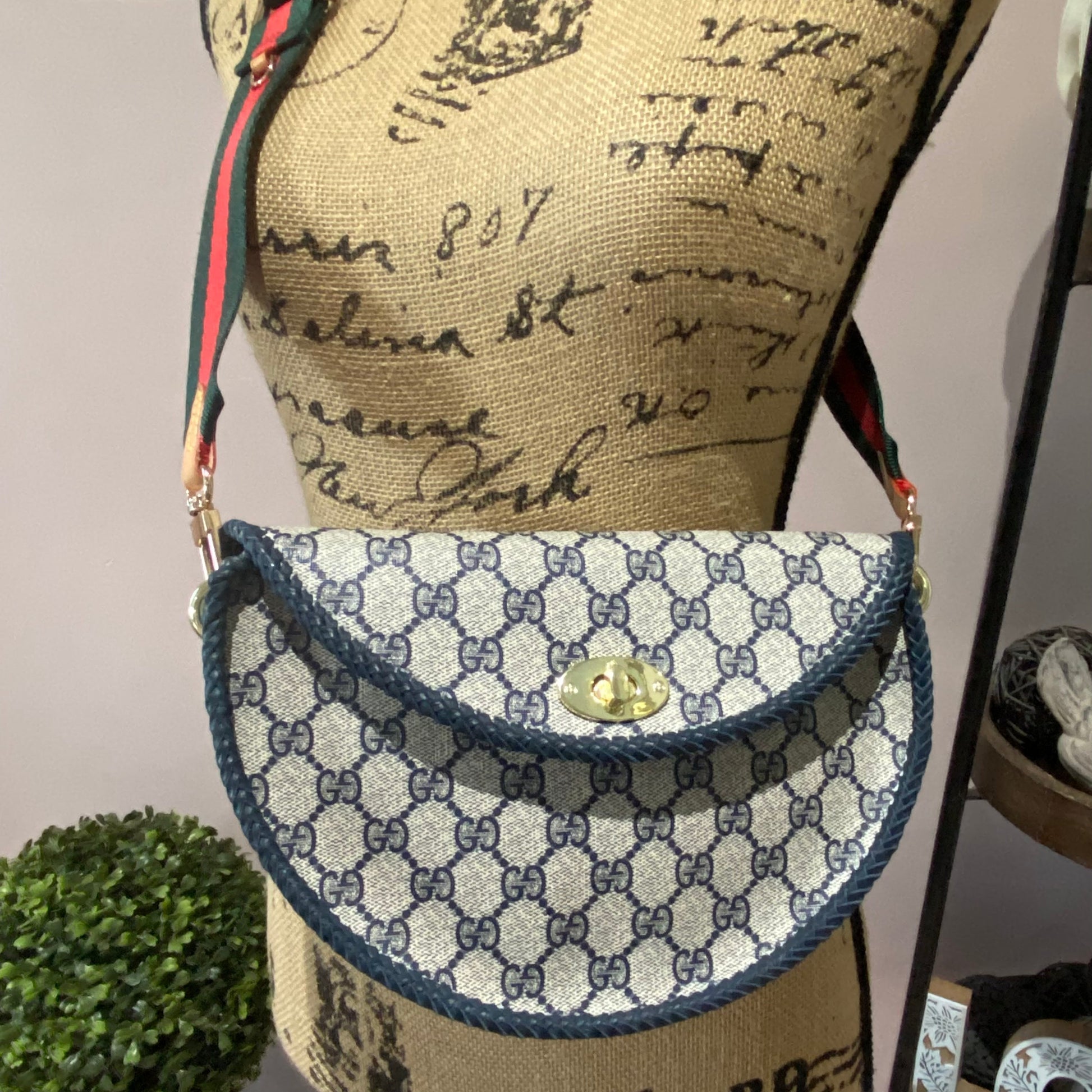 Gucci Twist Leather Canvas Crossbody