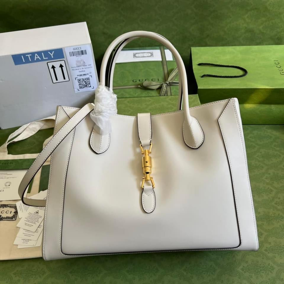 Gucci Jackie Leather Canvas Tote Style 3