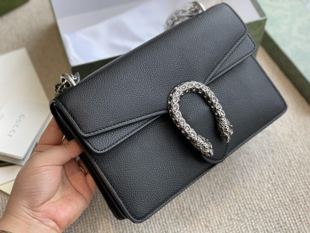 Gucci Black Leather Chain Shoulder Bag