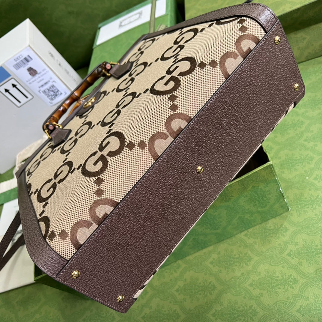 Gucci Monogram Leather Canvas Tote