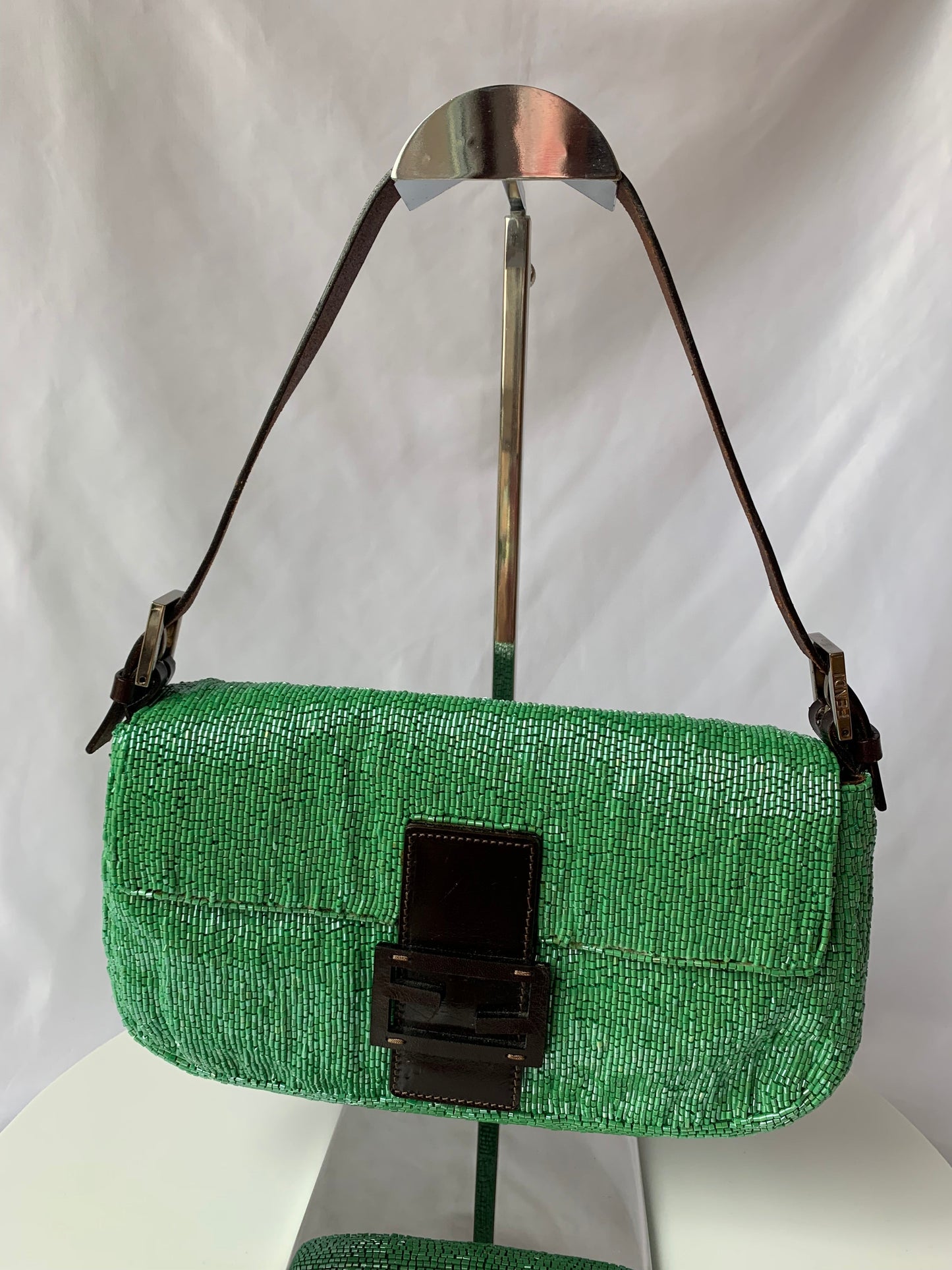 Fendi Baguette Green beads Glitter