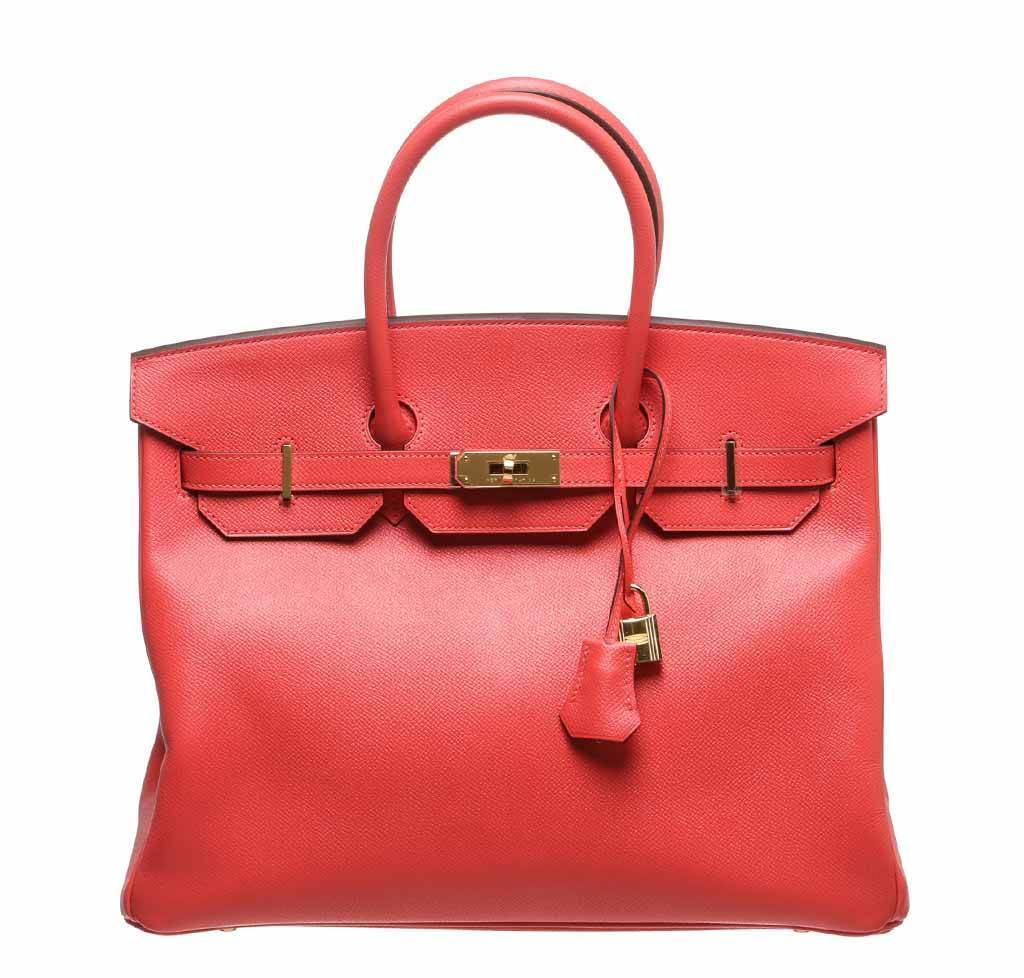 HermesBirkin 35 Rouge Pivoine Bag GHW