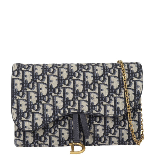 Dior Saddle Pouch Wallet on Chain Oblique