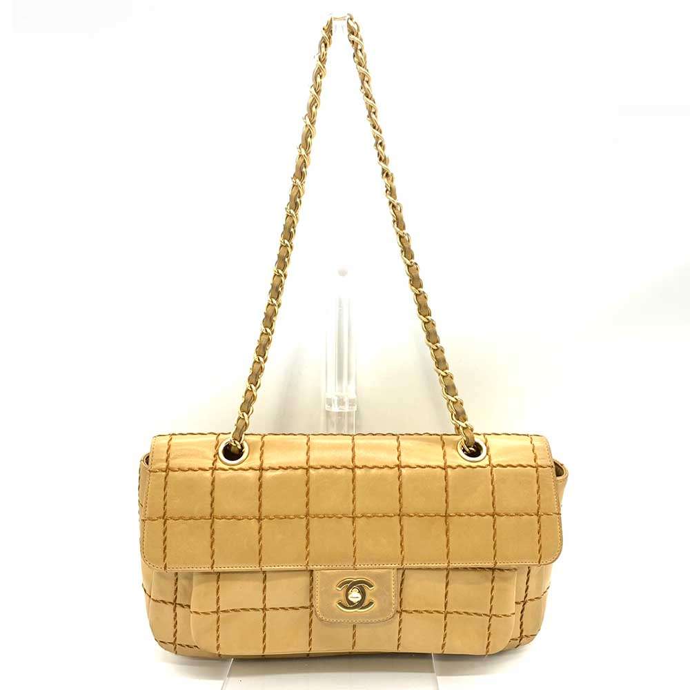 Chanel Lambskin Wild Stitch Chocolate Bar Chain Shoulder Bag Classic Flap