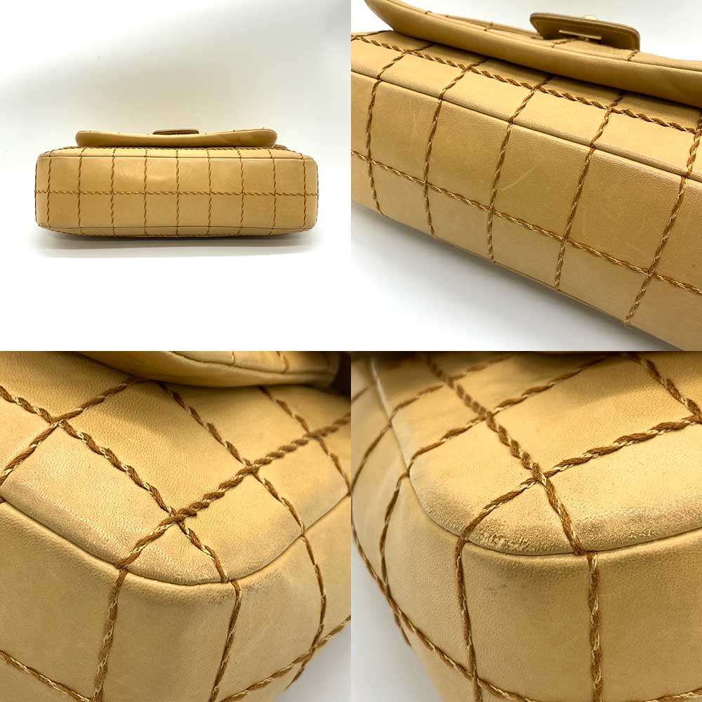 Chanel Lambskin Wild Stitch Chocolate Bar Chain Shoulder Bag Classic Flap