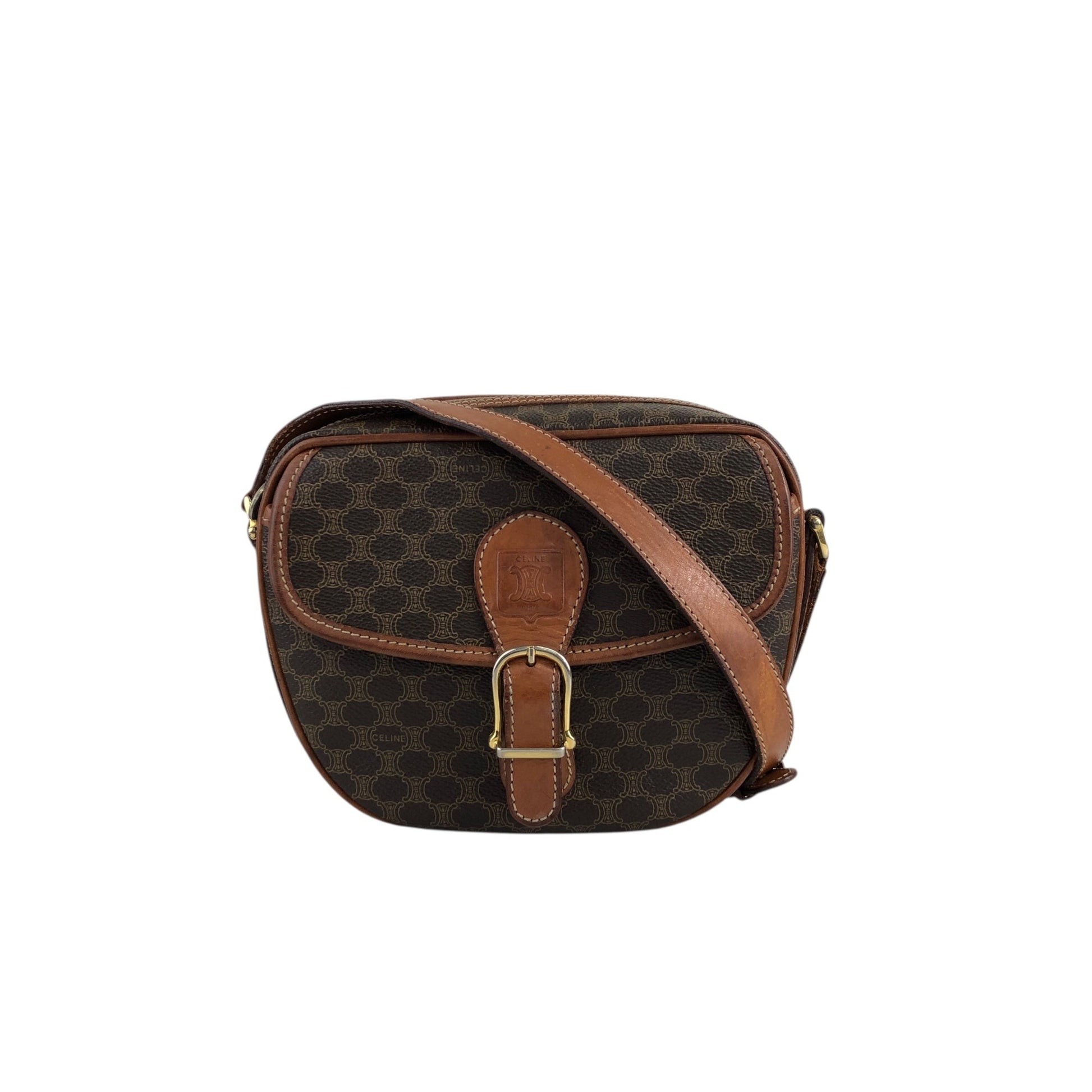 CELINE Macadam Front Buckle Shoulder bag Brown 8cjnf7