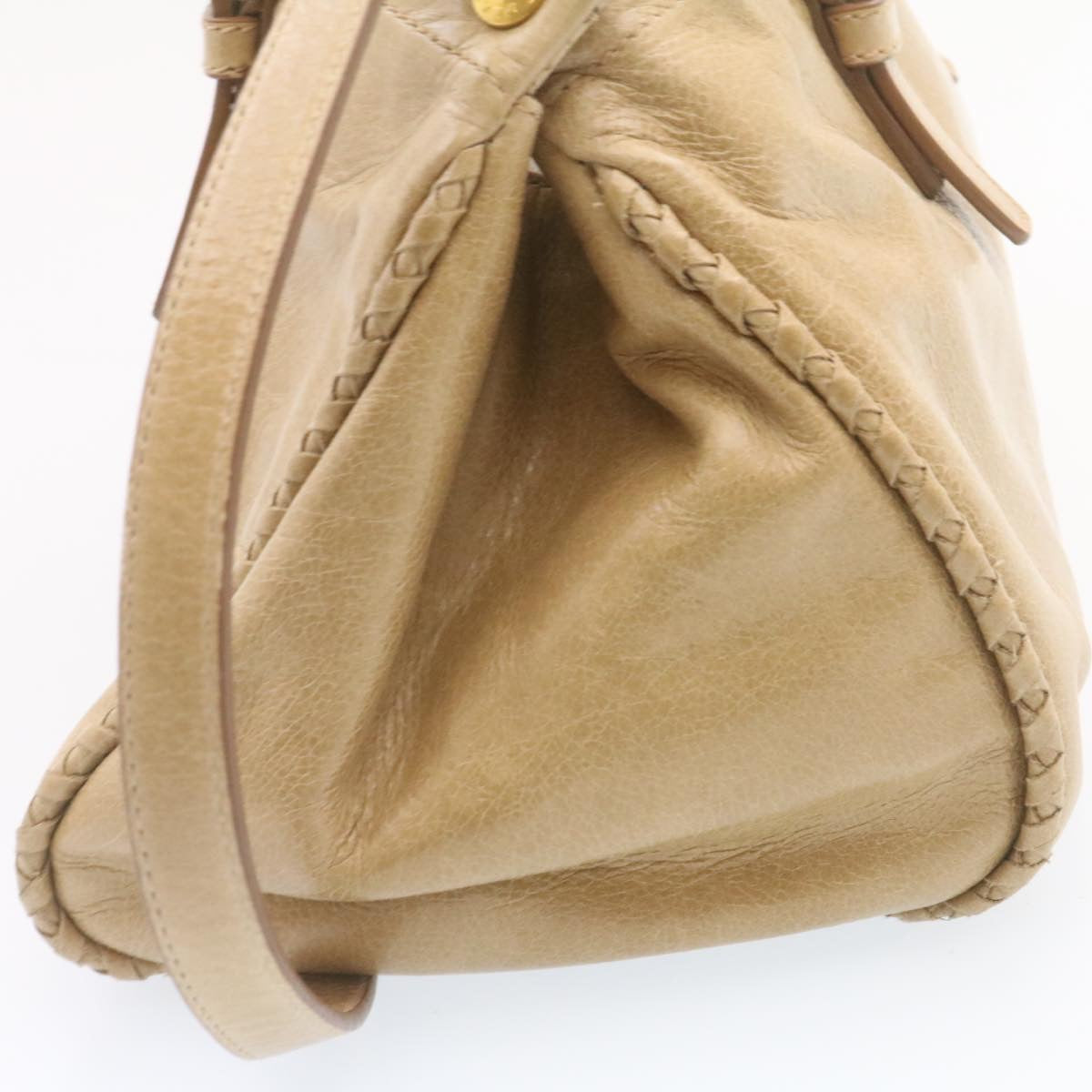 Prada Hand Bag Leather 2Way Beige