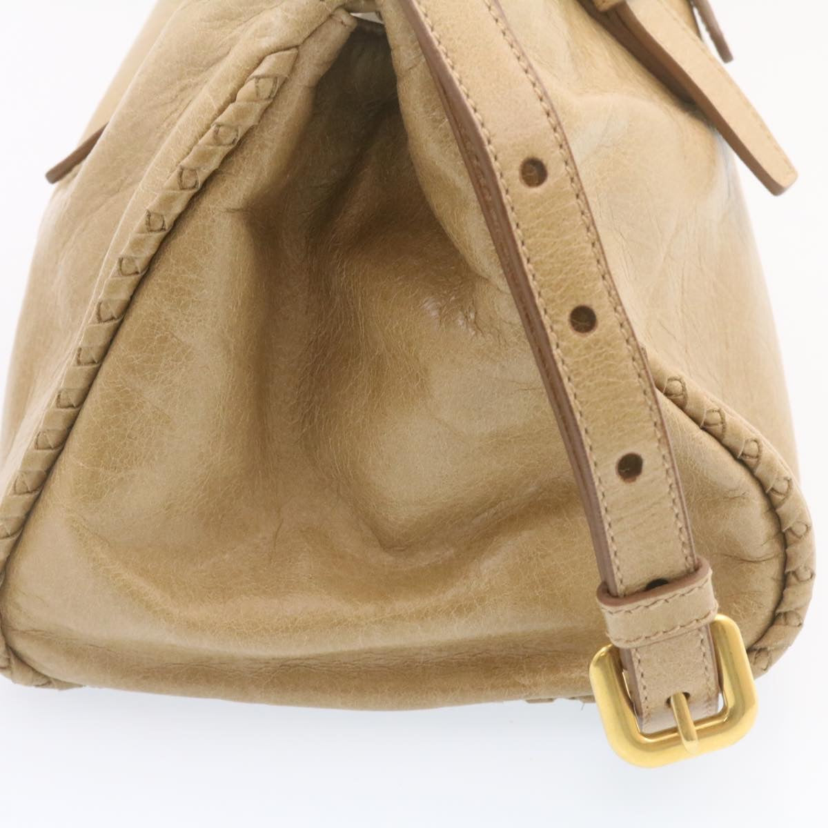 Prada Hand Bag Leather 2Way Beige