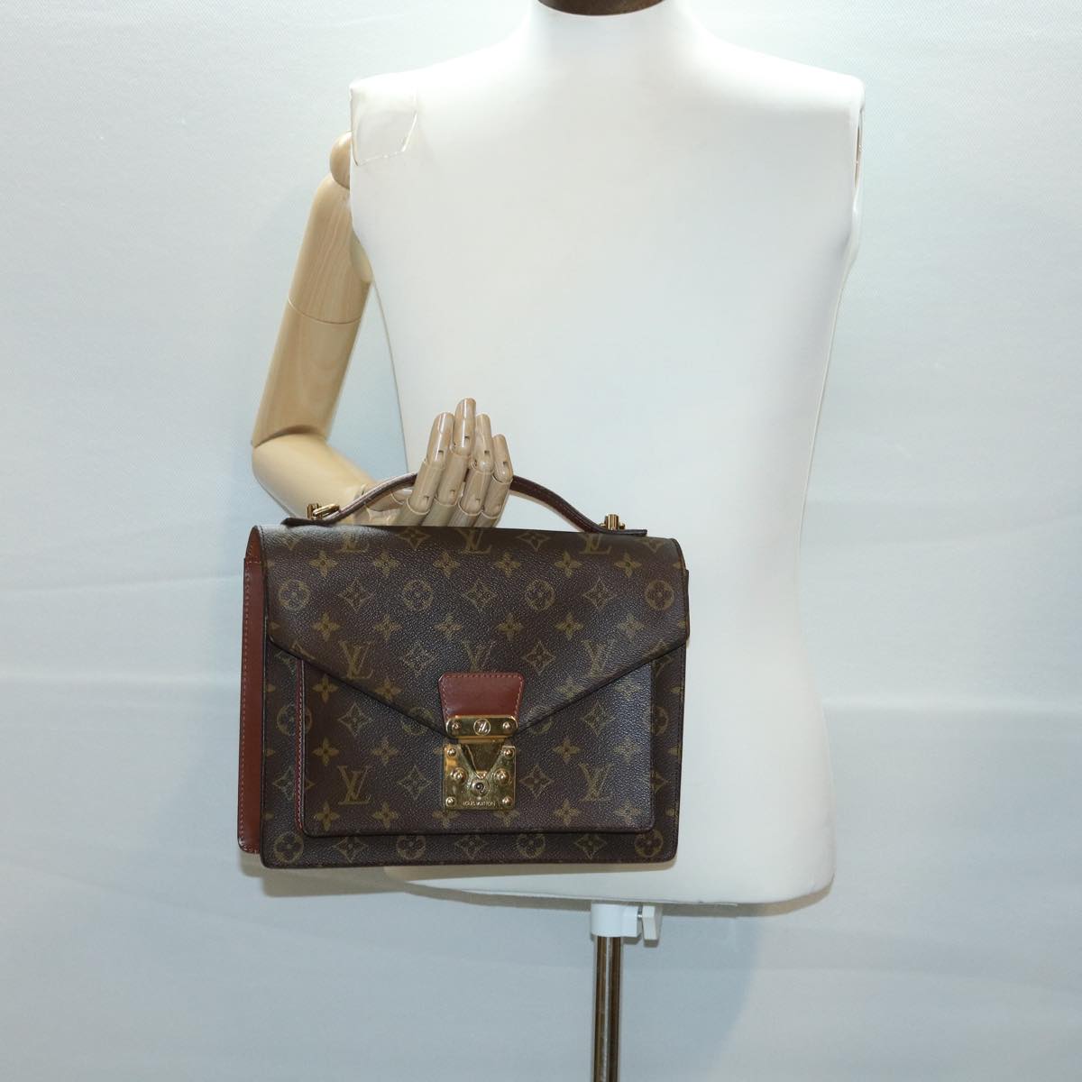 LOUIS VUITTON Monogram Monceau Hand Bag 2way M51185 LV jk2663
