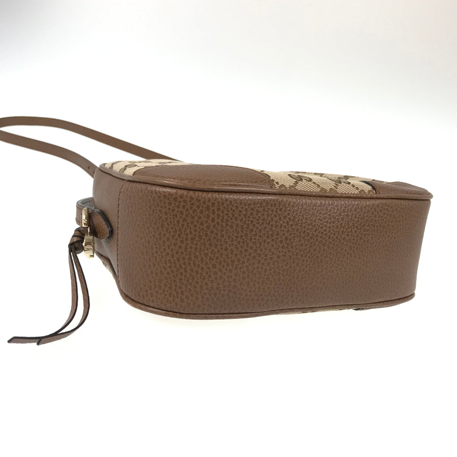 Gucci Twist Leather Canvas Shoulder Bag