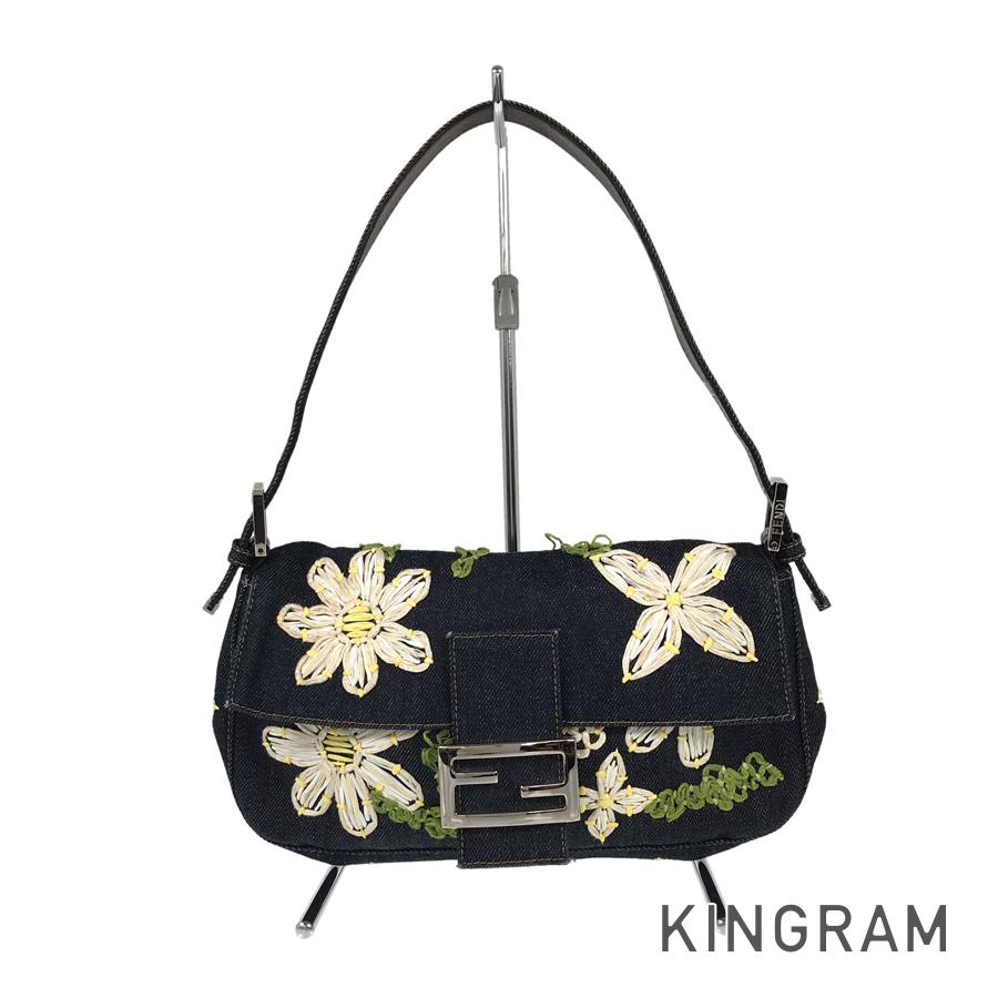 FENDI flower denim bucket bag Handbag