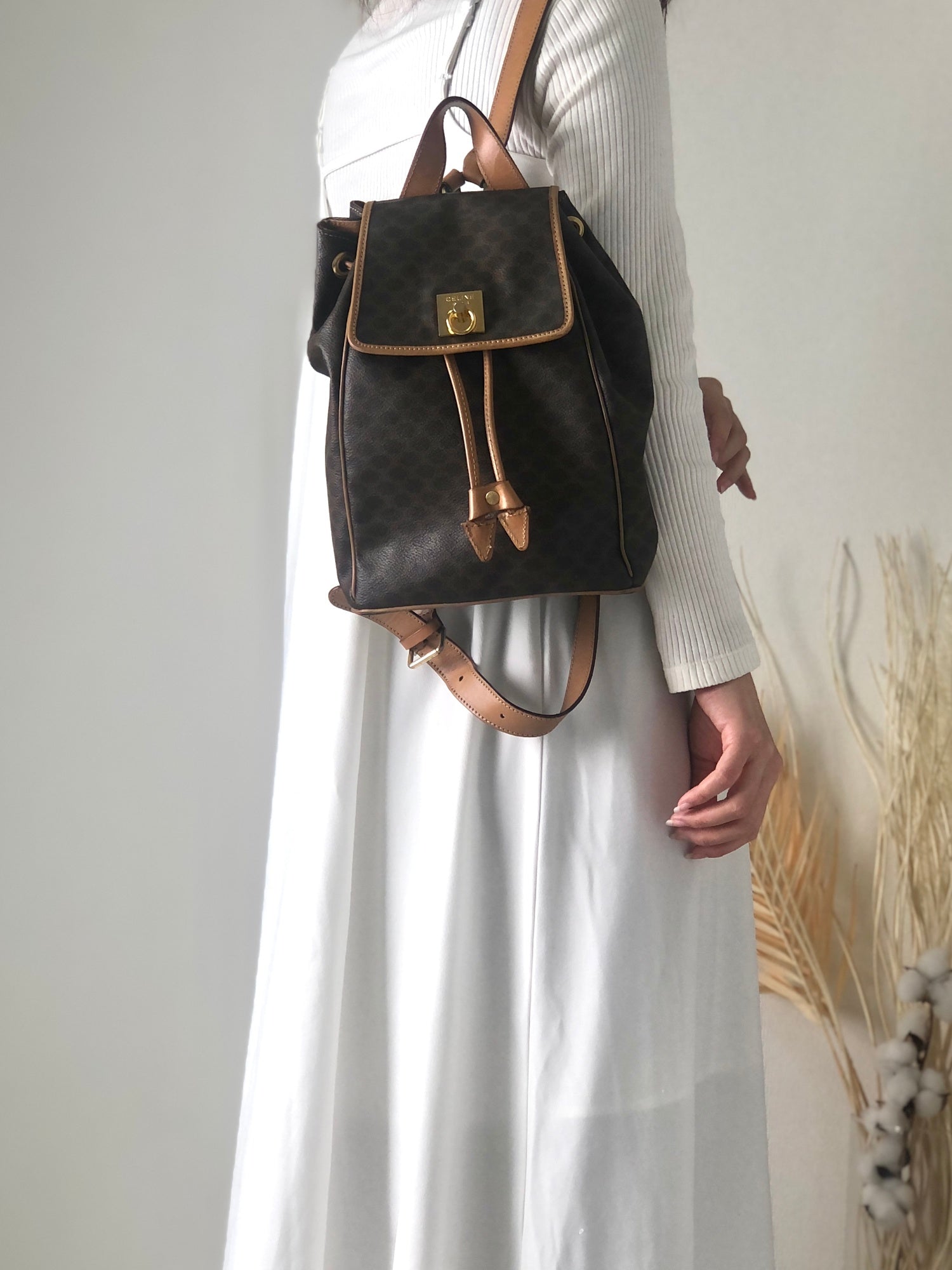 CELINE Macadam Gancini Backpack Brown bsm3xz