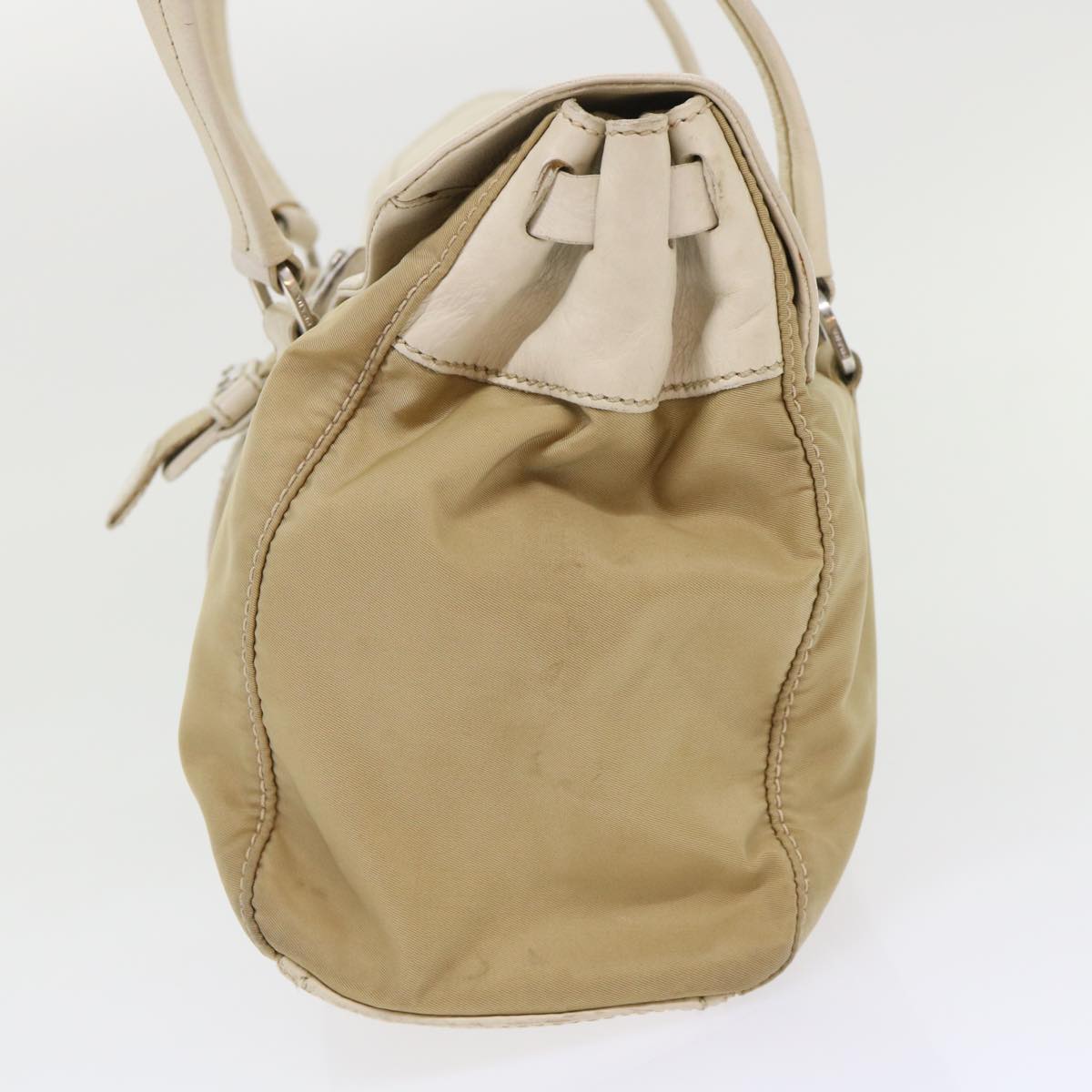 Prada Hand Bag Nylon Leather Beige