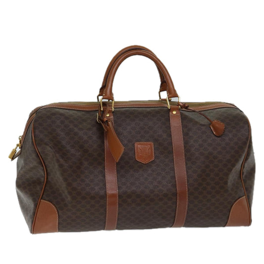 Luxury CELINE Macadam Canvas Boston Bag PVC Brown ki4356
