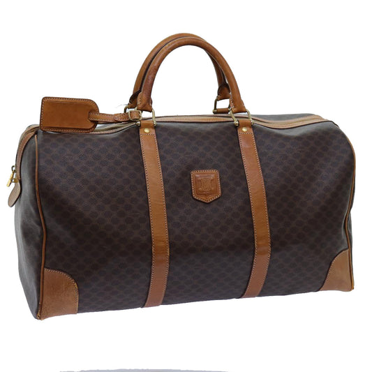 Luxury CELINE Macadam Canvas Boston Bag PVC Brown ki4386
