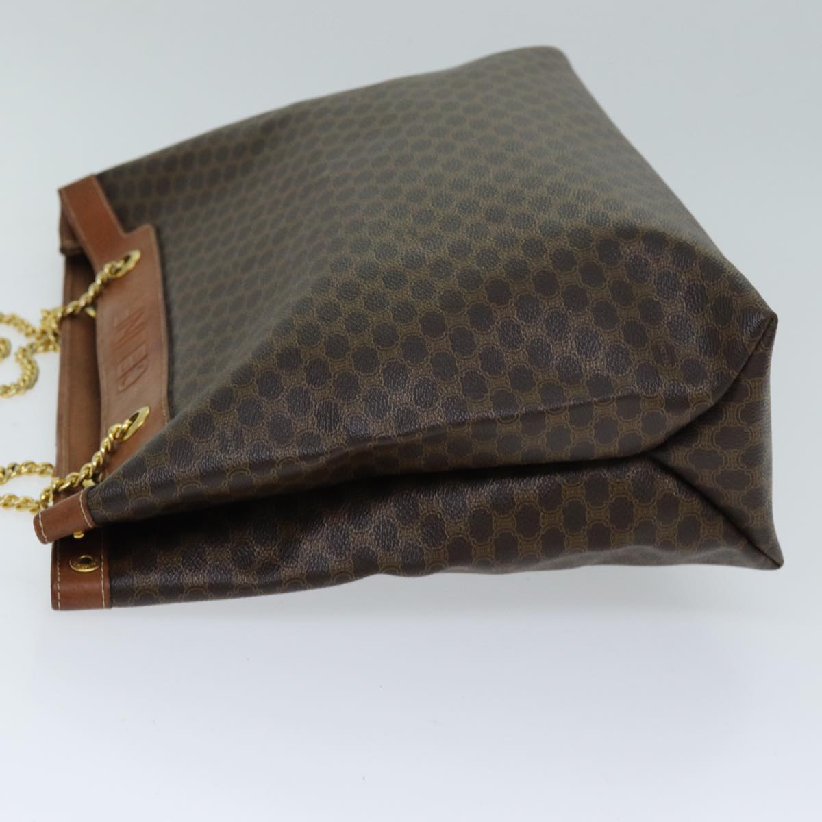 Luxury CELINE Macadam Canvas Chain Tote Bag PVC Brown ki4403