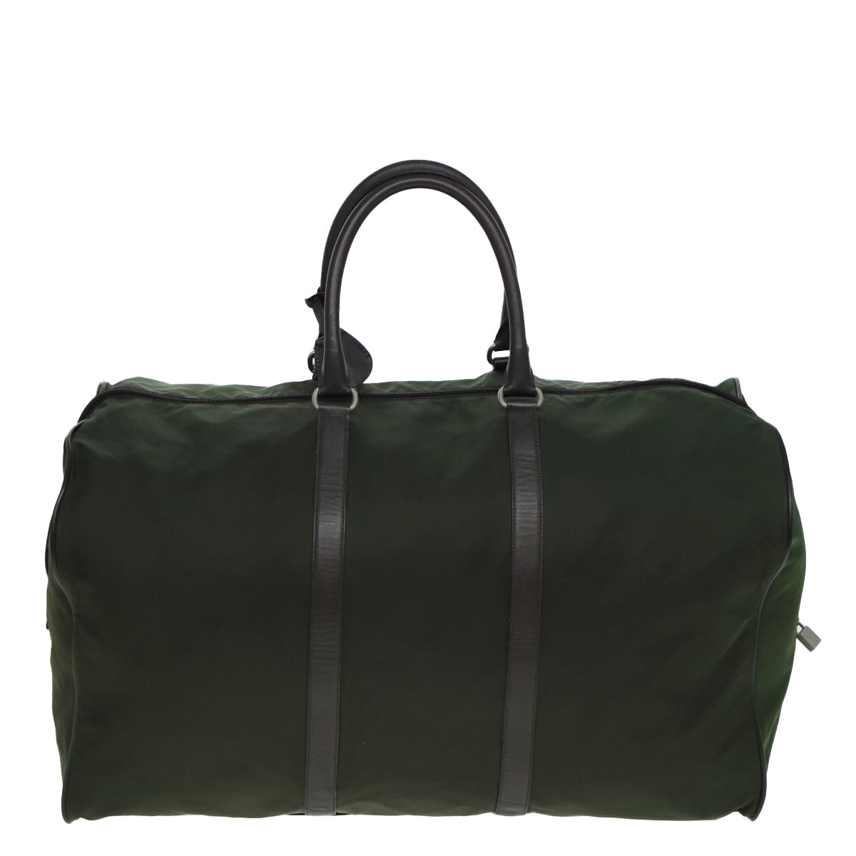 PRADA Boston Bag Nylon Khaki Brown Auth