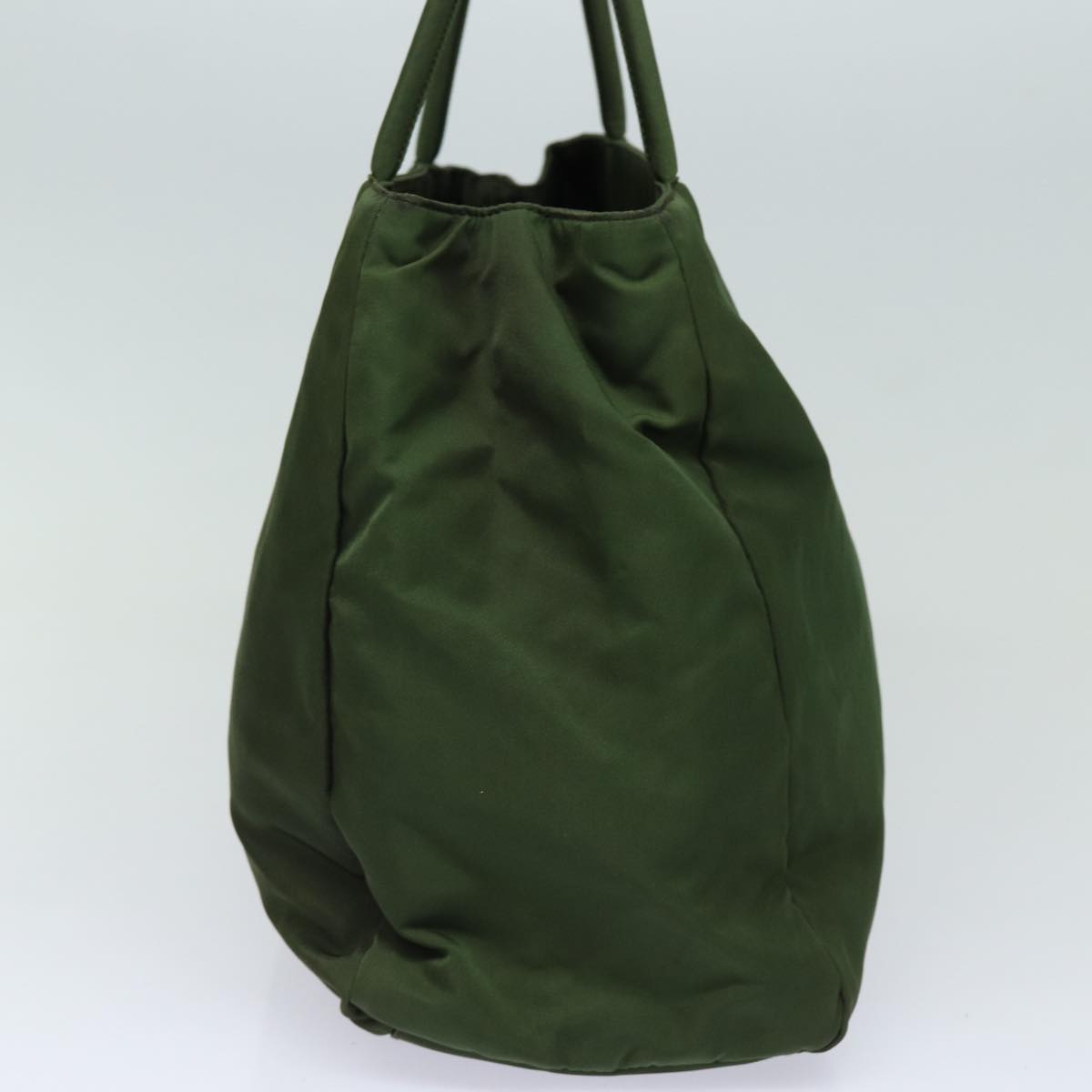 PRADA Tote Bag Nylon Khaki Silver Auth