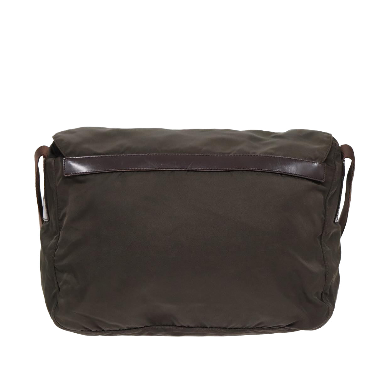 PRADA Shoulder Bag Nylon Khaki Silver Auth