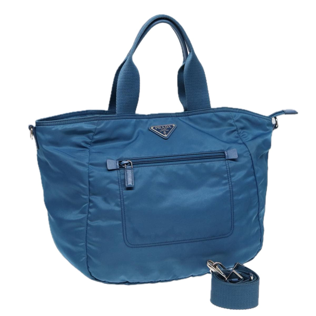 PRADA Shoulder Bag Nylon 2way Blue Silver Auth