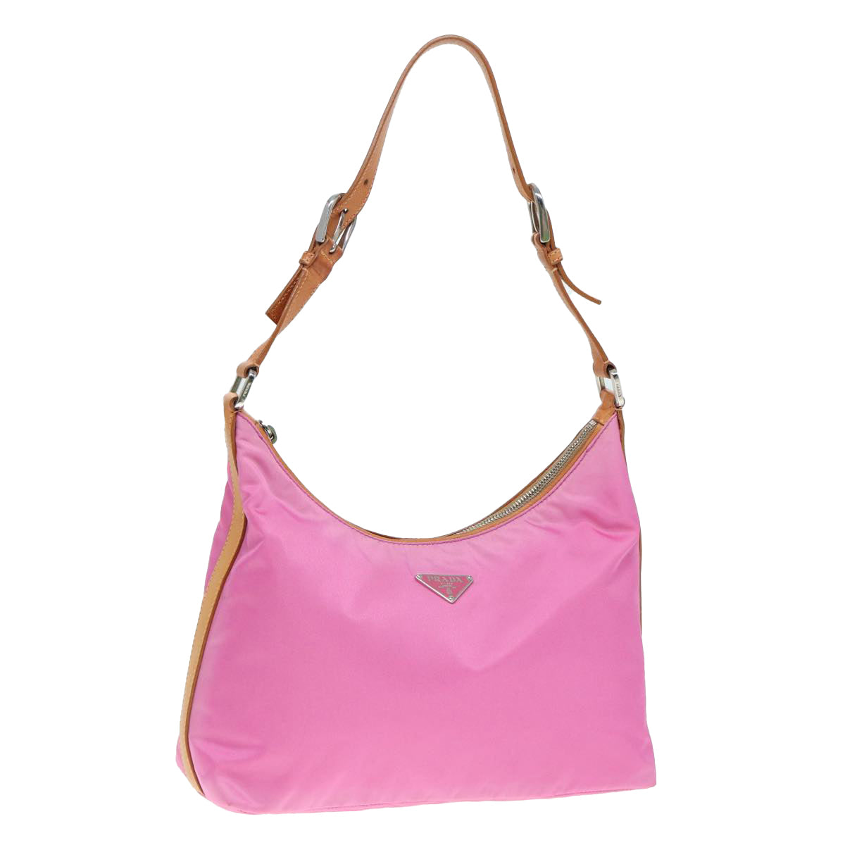 PRADA Shoulder Bag Nylon Pink Silver Auth