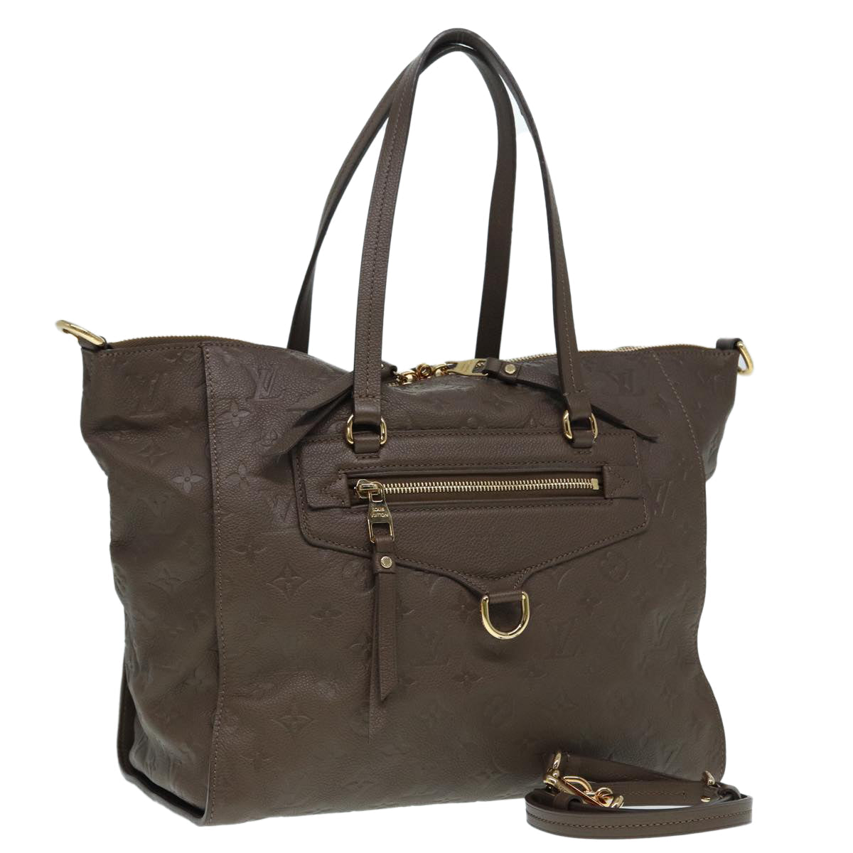 LOUIS VUITTON Monogram Empreinte Lumine PM Bag Brown Tail Auth kk299