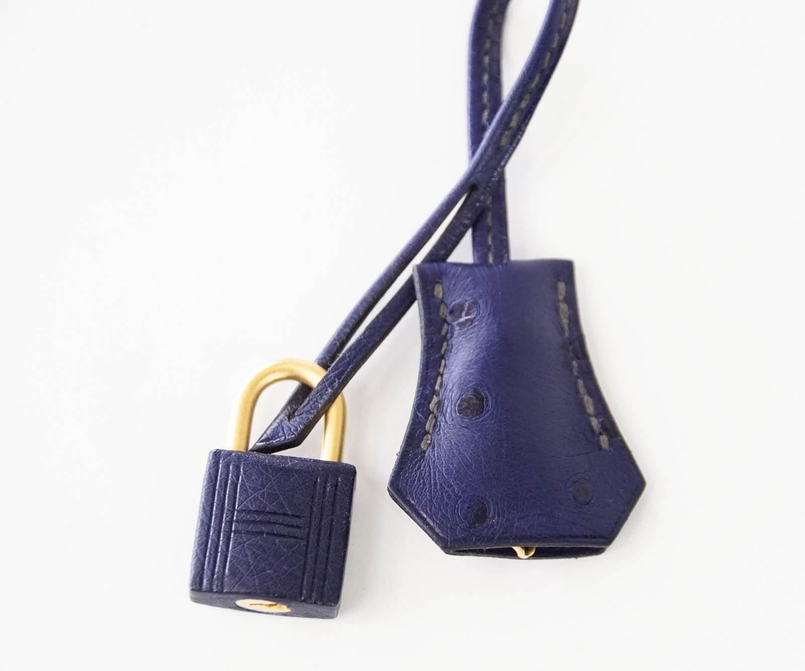 Hermes Birkin 25 Bag HSS Ostrich Gris Agate/ Blue Sapphire Brushed Gold