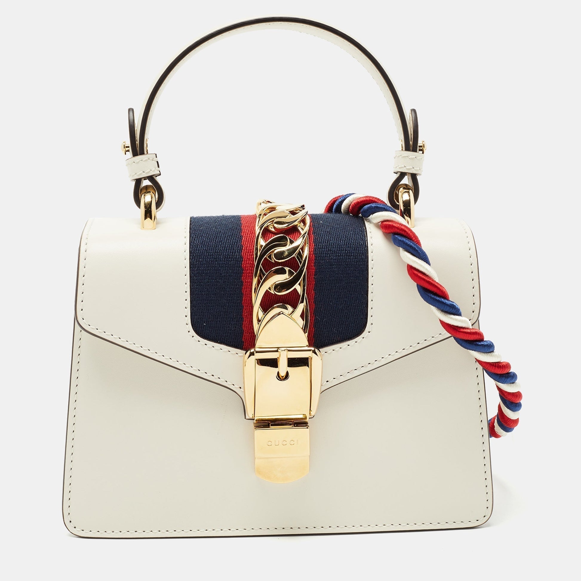 Gucci Sylvie White Leather Chain Shoulder Bag Style 2