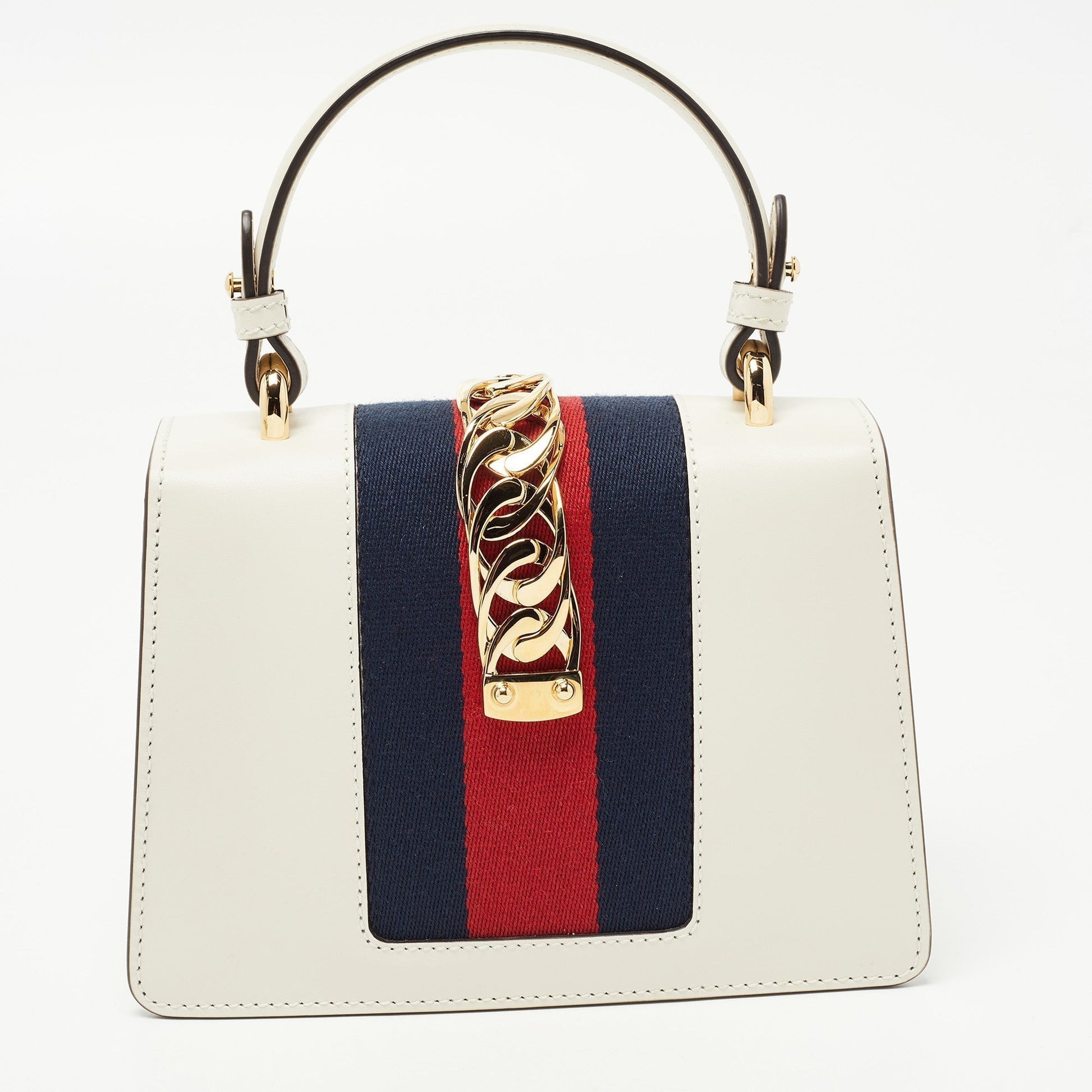 Gucci Sylvie White Leather Chain Shoulder Bag Style 2