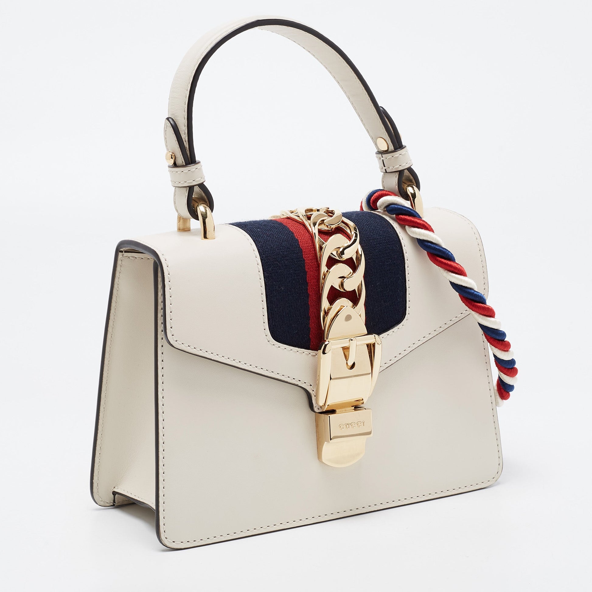 Gucci Sylvie White Leather Chain Shoulder Bag Style 1