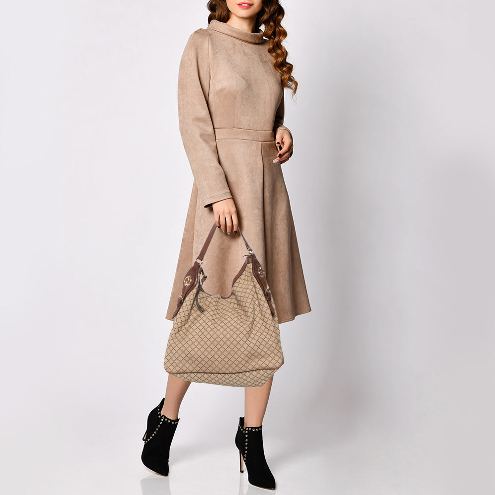 Gucci Leather Canvas Shoulder Bag Style 54